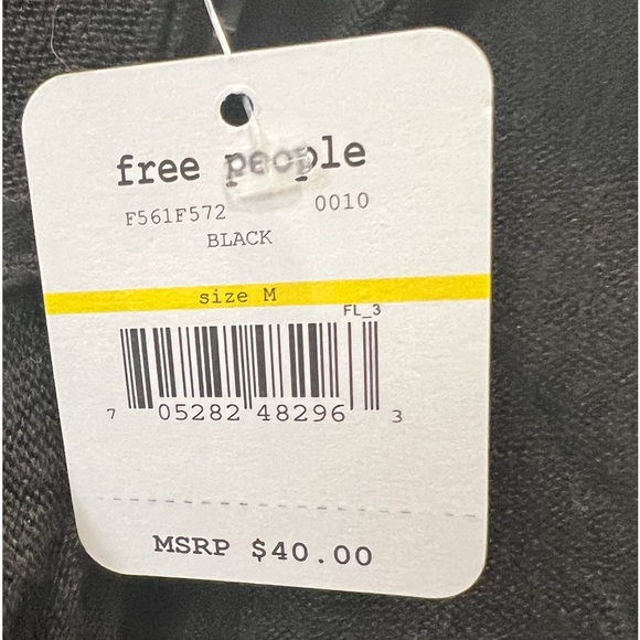 M Initmately Free People Black sheer tunic knit flow top 3/4 sleeve NEW $40 tag - Picture 3 of 11